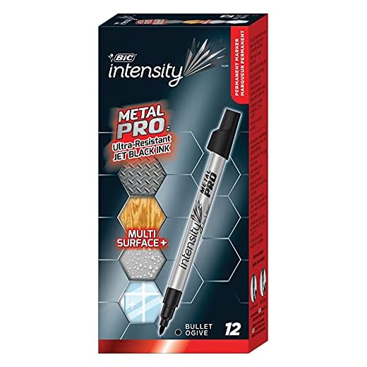BIC Intensity Metal PRO Permanent Marker, Fine Point, Black, 12-Count