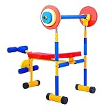 LDIW Juego Press banca con Barra Ajustable para niños, Juego Banco Pesas con Barra para niños niñas, Regalos de cumpleaños, Equipo para niños