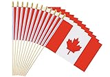 Ckexin 25Pack Small Canada Flag Handheld Mini Canadian Flag on Stick 5x8 Inch