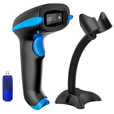 NADAMOO QR Code Scanner Wireless 2D Barcode Scanner With Stand Supports Screen Scan Handheld CMOS Imager Long Range Portable USB Bar Code Reader with Auto Sensing Read 1D 2D QR Code PDF417 Data Matrix Cover