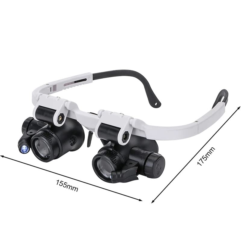Microscope 2 LED Lights Magnifier Glasses 8X/15X/23X Head-Mounted Adjustable Repair LED Lamp Illuminating Microscope