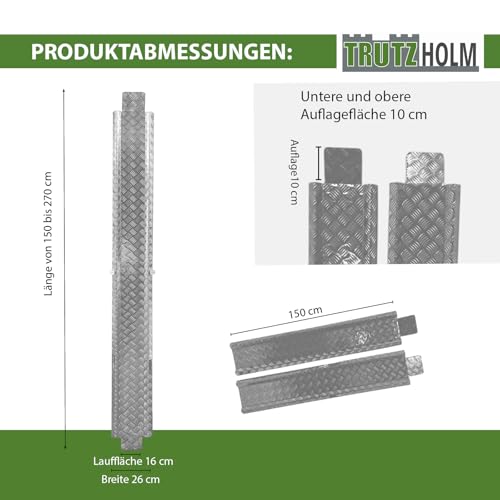 TRUTZHOLM Treppenrampe Auffahrschiene 150-270 cm verstellbar Alu grau Rampe für E-Bike Fahrrad
