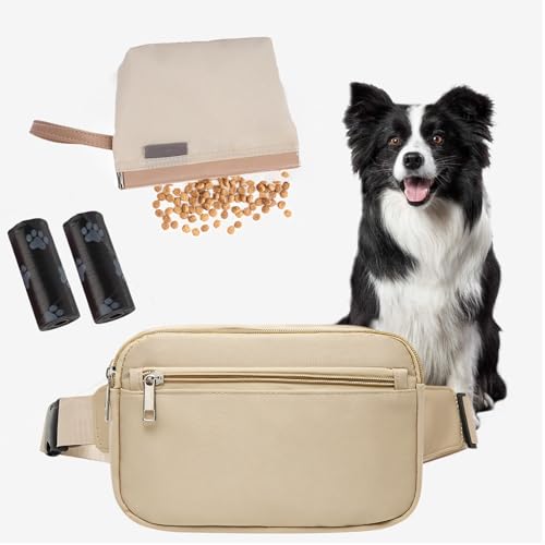 EliphonTowne wasserdichte Leckerlitasche Für Hunde - Outdoor-Bauchtasche Hundetraining, Bauchtasche Mit Verstellbarem Schultergurt, Mit Unabhängiger Abnehmbarer Haustier-Snack-Tasche