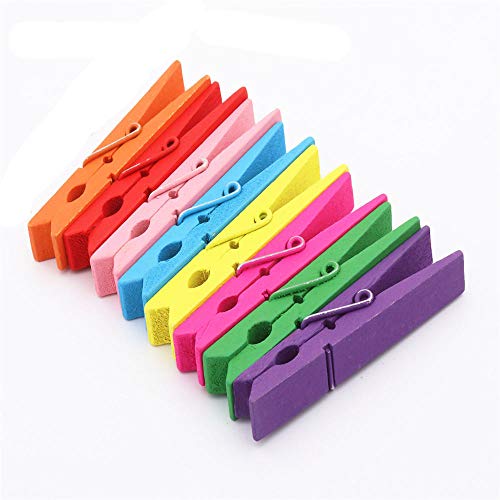 JXX Pinces à Linge 25mm 35mm 45mm 60mm 72mm Couleur Clips en Bois Clips Photo Pince à Linge Artisanat décoration Clips-8 pièces 60 mm Cover