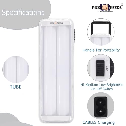 Image of Pick Ur Needs Rechargeable Home Emergency Lantern 60 SMD Tube Floor Lamp Light (White 2)