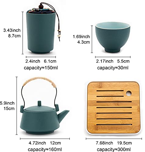 fanquare Juegos de Té Verde Japonés para Adultos, Juego de Té Chino de Cerámica, Servicio de Té Kongfu Portátil con… - Imagen 7