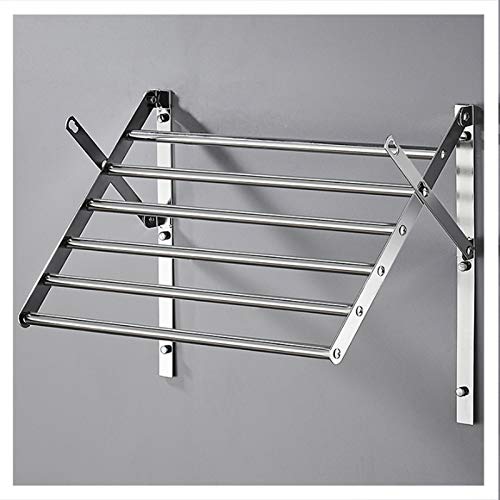 Expandable Wall-Mounted Clothes Drying Rack Stainless Steel Folding Airer Adjustable 50cm Towel Holder Space-Saving Laundry Rack for Indoor & Outdoor Use