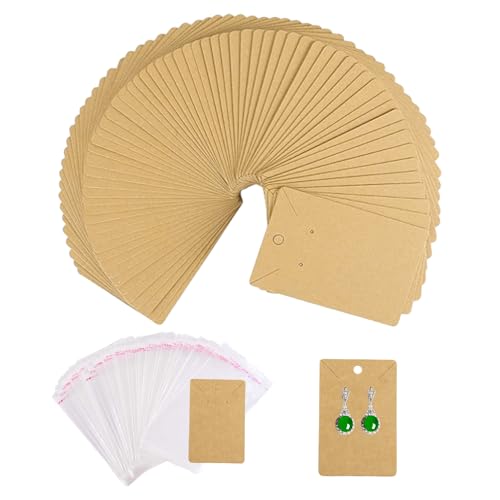 NyxSeat 120 tarjetas de exhibición de pendientes, 120 bolsas autoadhesivas, soporte para tarjetas de pendientes, soporte para collar, bolsa con cierre a presión, tarjetas para pendientes, collares