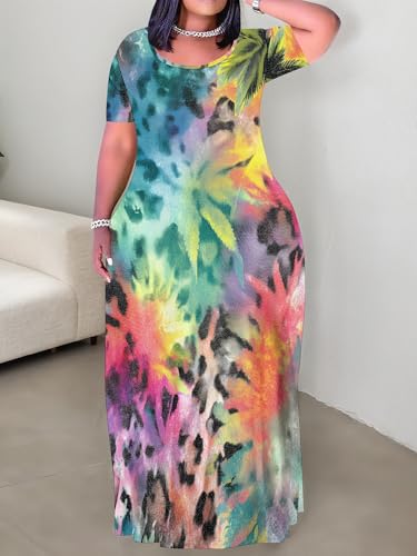 Image of Plus Size Maxi Dresses for Curvy Women T-Shirt Summer Sun Dresses Loose Fit