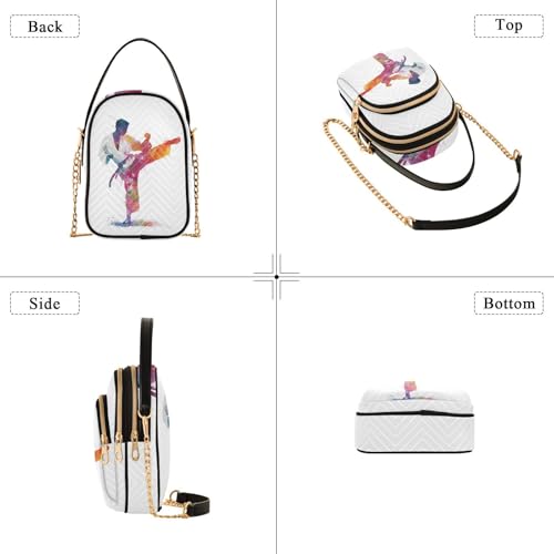Watercolor Taekwondo Print Crossbody Bags for Women Detachable Strap Purses Shoulder Bag Travel Handbags4