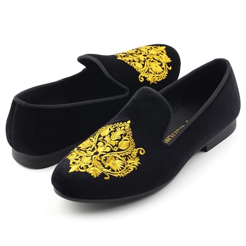 Men Dress Wedding Shoes Luxury Embroidery Velvet Tuxedo Loafers3