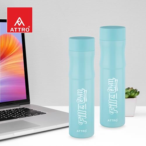 Image of ATTRO Crazy 1000ml Water Bottle - Round Plastic Fridge Bottle - Airtight, Leak-Proof, BPA-Free, Freezer Safe Durable & Lightweight - Set of 2 Green - Ideal for Home & Office