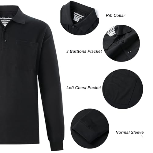 Men's Polo Shirts Long Sleeve Classic Quick Dry Moisture Wicking Tactical Golf Shirts for Men with Pocket Causal Athletic4