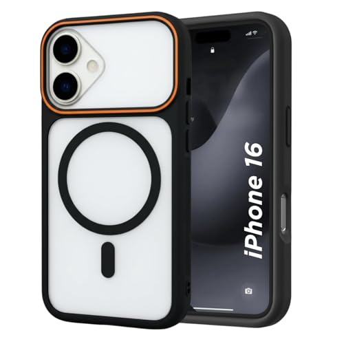Image of AIBEX Magnetic Compatible Shockproof Case for iPhone 16 - Slim Protective Back Cover with Camera Lens Protection, Strong Magnetic Support, Anti-Slip Grip, Military Grade Drop Protection (Black)