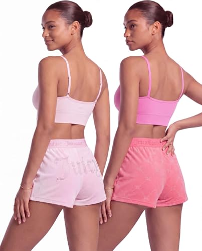 Image of Juicy Couture Women's Velvet Fleece Pajama Shorts, Designer Sleep and Lounge Shorts for Women
