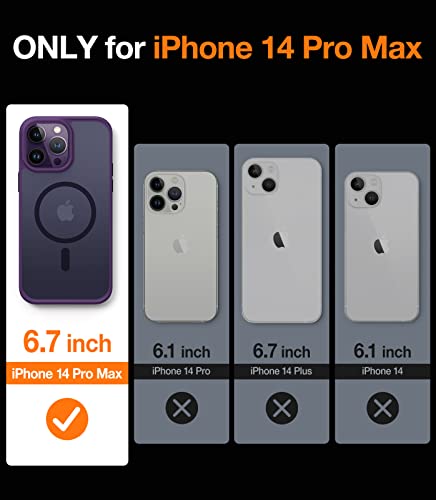 Image of TORRAS Translucent Glass Magnetic Guardian Designed For Iphone 14 Pro Max Case [Military Grade Drop Tested] [Compatible With Magsafe] Slim Translucent Matte Case 6.7 inch, Deep Purple
