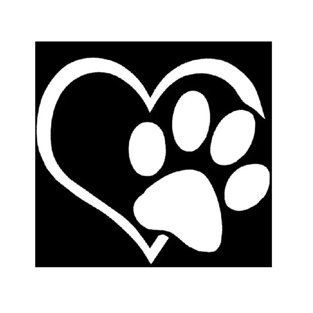 Auto Accessory Dog's Paw Hearts Sticker Car Body Window Bumper Vinyl Decal(White,L)