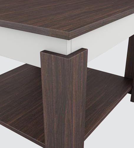 Image of Alex Center Table | Engineered Wood | Choco Walnut Finish | Modern Living Room Coffee Table with Open Shelf Storage | Knock-Down Assembly | 3-Year Warranty