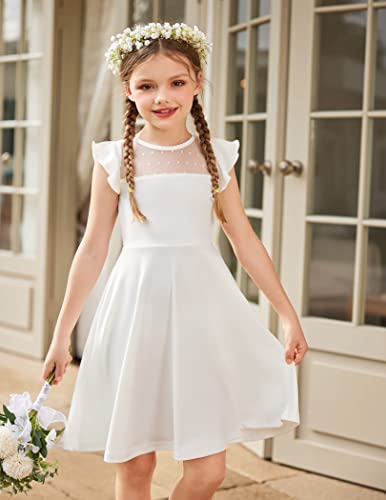 Arshiner BLS006121_W_160 Girls Dress Summer Ruffle Sleeve Mesh A Line Casual Party Dresses thumb #1
