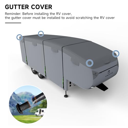 5th Wheel Cover: Extra-Thick 7 Layers Top, Fits 31'-34', Heavy Duty Anti-UV Waterproof 5th Wheel Cover, with 2 Pcs Windproof Extra Straps by VINPATIO - Image 9