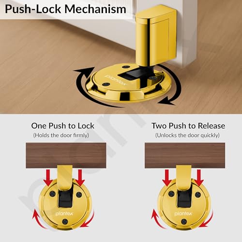 Image of Plantex Door Stopper for Home /Floor Mounted Door Stoppers /Stopper for Hotel /Office /Stops for Door -Pack of 1 (PVD Gold)