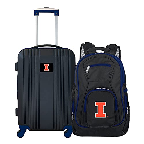 Denco University of Illinois Fighting Illini 2-Piece Luggage Set, Includes 21-inch Two-Tone Hardcase Spinner and 19
