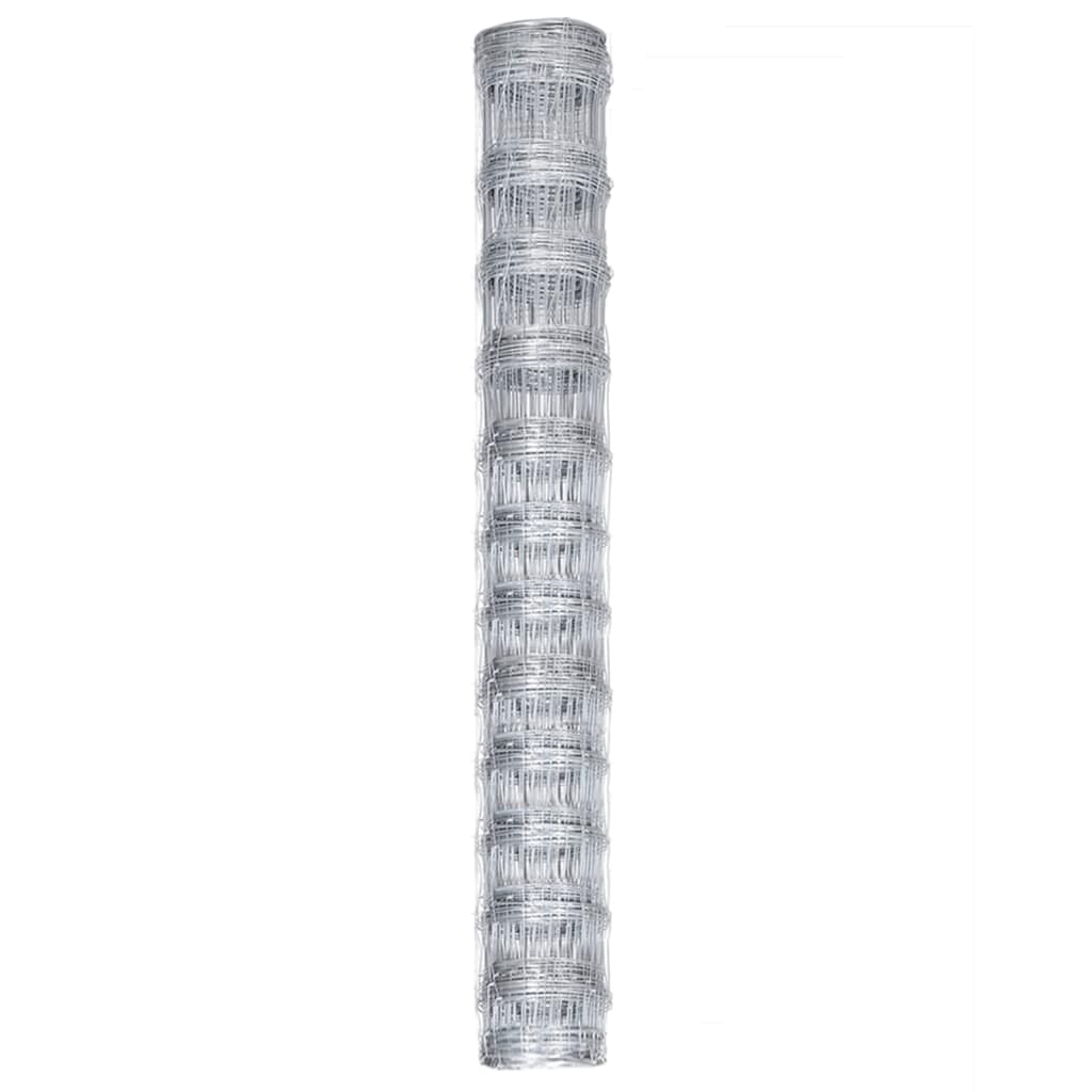 Garden Fence Galvanised Steel 50x1.25 m Silver Heavy Duty Outdoor Animal Enclosure Poultry Pet Barrier Property Boundary Wire Mesh Fencing for Farm Yard Security