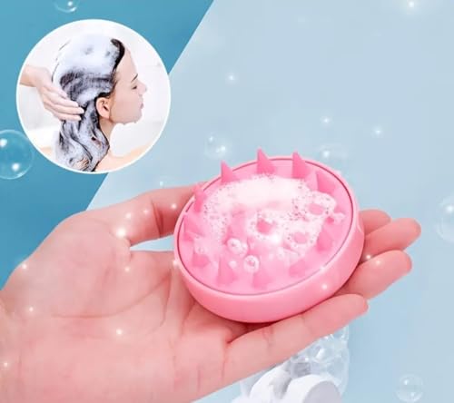 Silikon-Kopfmassagebürste, Wasserdichte Shampoo-Massagebürste mit Weichen Noppen, Haarpflege-Werkzeug (Rosa)