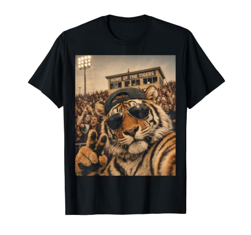 Tiger Student Funny Selfie Vintage Game Day Cool Mascot T-Shirt