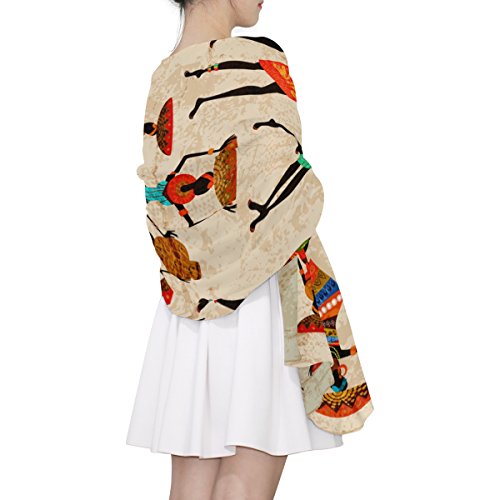 LORVIES Retro Beautiful African Women Silk Scarf Lightweight Long Scarf Shawl Wrap for Women