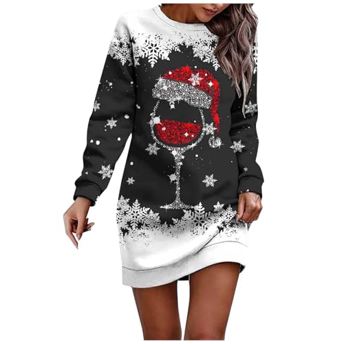 Weihnachtskleid Damen Große Damen Weihnachtsmotiv Christmas Strickkleid Dress Weihnachten Weihnachtsoutfit Kleider Elegant Sexy Lustig Kleid Größen...