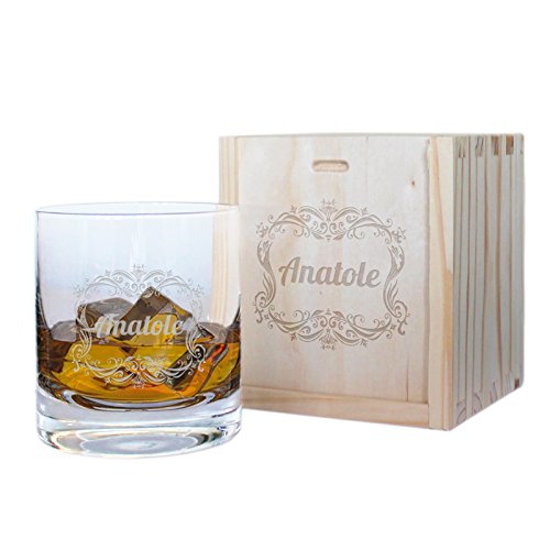Amikado Coffret Verre à Whisky Cadre personnalisé par Gravure avec Un prénom