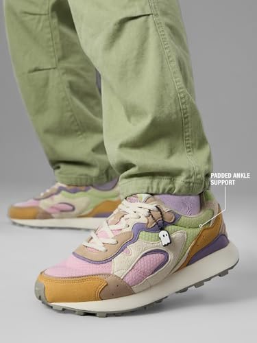 Image of The Souled Store Trailz: Pastel Crest Women and Girls Low Top Sneakers | Light Pink, Green, Lavender & Mustard Retro Trainer with Microfiber Suede, Breathable Mesh & Cushioned Insole