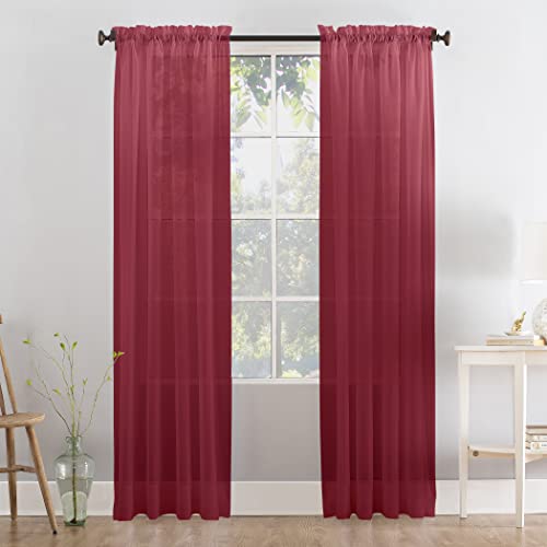 Megachest a pair of 3+7cm slot top sheer lucy voile curtain with tie backs 31 colors 10 sizes(burgandy, 56" wideX81 drop(W142cmXH206cm))