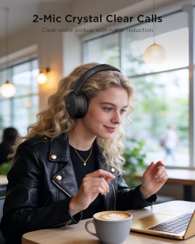 Image of TALIX H30 Hybrid Active Noise Cancelling Headphones, 110H Playtime Hi-Res Audio Bluetooth 6.0 Wireless Over Ear ANC Headphones for Commute /Travel (Black)