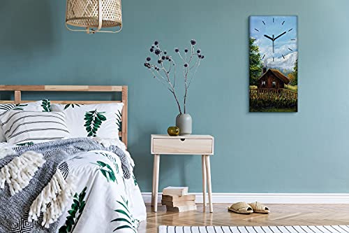 Horloge sur toile silencieuse pour chambre sans tic-tac tableau montagne 30x60 - 5