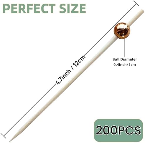 200 PCS Rose Gold Cocktail Picks Fancy Toothpicks for Appetizers Skewers 4.7 Inch Food Picks for Charcuterie Sticks (Rose Gold)