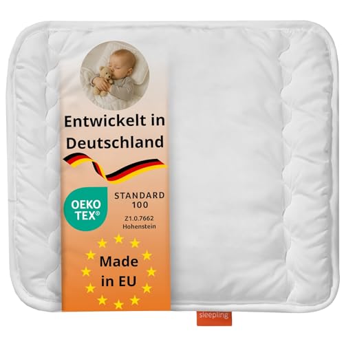 sleepling flaches Kopfkissen Babys & Kinder 35x40cm, Flachkissen, Babykissen, Babykopfkissen, Kinderkopfkissen, Kinderzimmer Kissen 35 x 40 cm, Kinderkissen, Made in EU, OEKO-Tex, waschbar bis 60 Grad