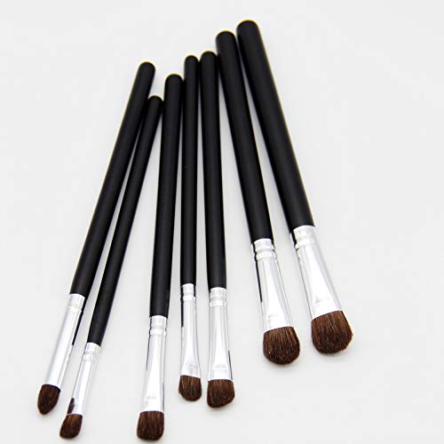 ECHOLLY 7Pcs Makeup Eye brush set Pony Hair Eyeshadow Blending Brushes Perfect For Liner Shadow Tapered Pencil Definer,Crease Smoky Eyes Makeup Brushes(Black and Pink Color-Random delivery.)