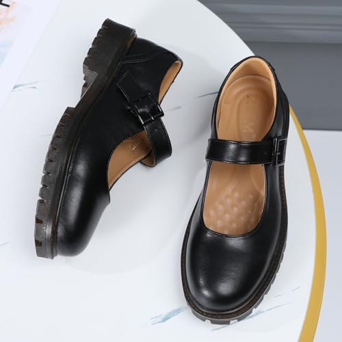 Image of XMM Mary Jane Shoes Women Flat Mary Janes for Womens Comfort Dressy Casual School Cute Non-Slip Work Shoes