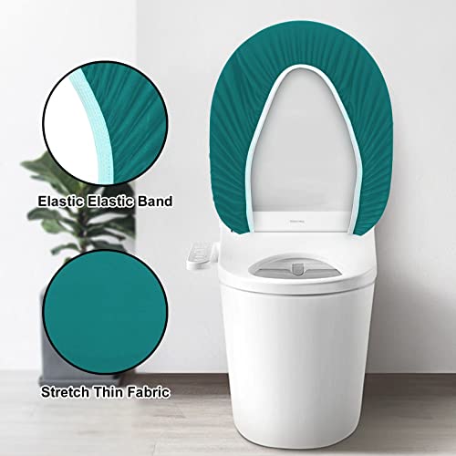 AZHCHKE Toilettendeckelbezug und WC-Tankdeckelbezug, Badezimmer WC-Deckelsitzbezug-Set, Stretch Waschbar Spandex Stoff Toilettenschutzbezug, passend für die meisten WC-Tanks & Deckel, Türkis – Bild 5