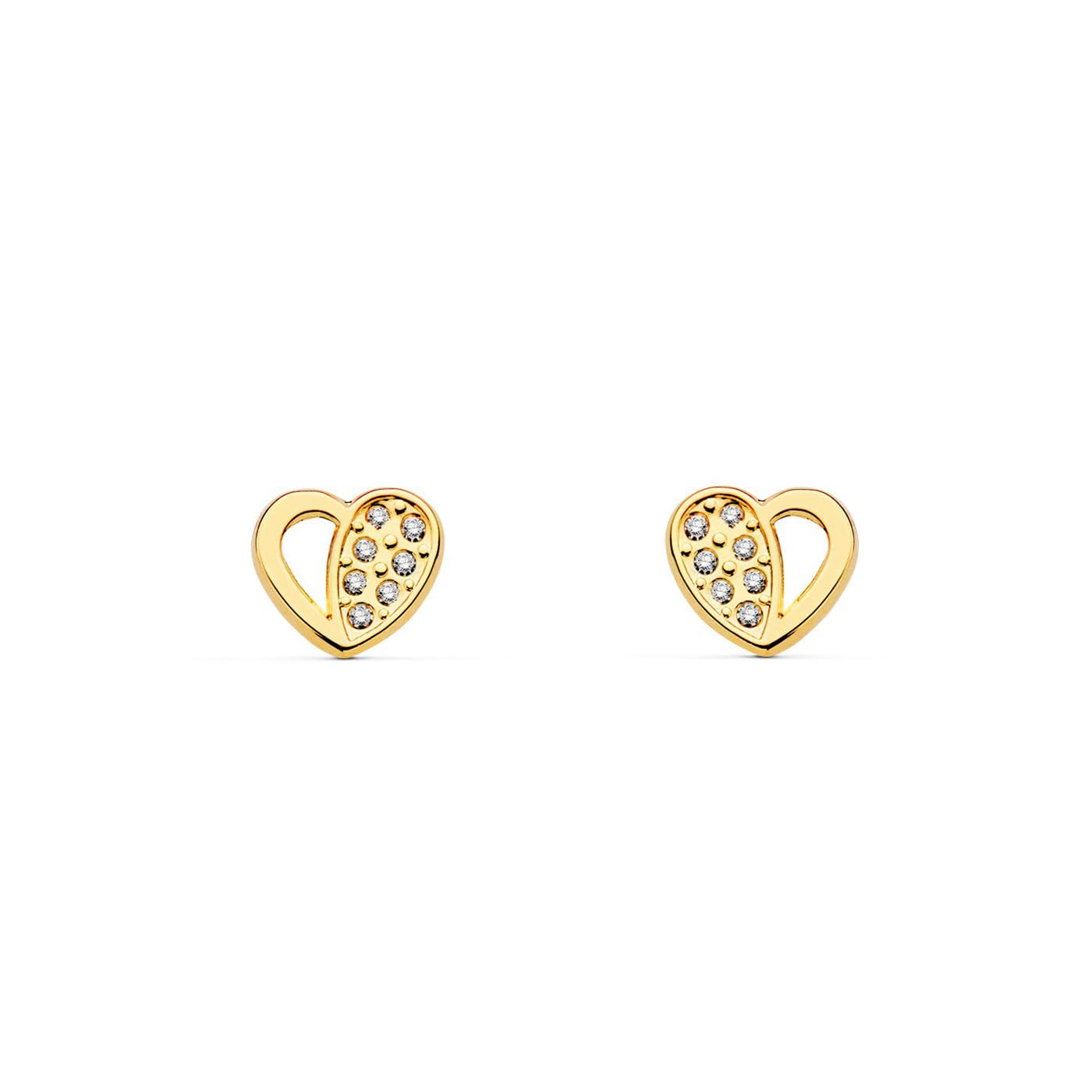 Damen & Kinder Herz Ohrstecker - Gelbgold 9 Karat (375) - Geschenkbox - Garantiezertifikat