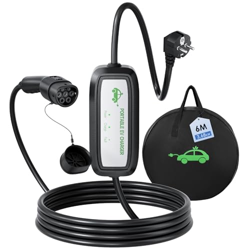 EVJUICION Chargeur Voiture Electrique, [3,68kW |16A | 6M] Chargeur Type 2, Domestique Cable Recharge...