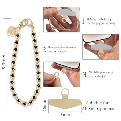 Moutakey Phone Charm Strap Metal Phone Chain Phone Lanyard Detachable Phone Wrist Strap Heart Phone Wristlet Chain Fits Iphone 16 With Metal Phone Tether Tab For Women Shopping Traveling Party Walkin thumb #4
