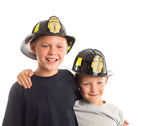 Aeromax Jr. Firefighter Helmet, Black, Adjustable Youth Size (3-8), Helmet, Firefighter Costume Accessory, Ages 3+
