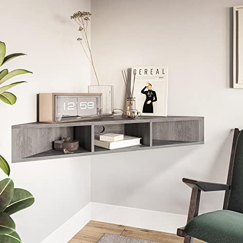 BELLEZE 47 Inch Modern Floating Wall Mounted Corner Shelf, TV Con...