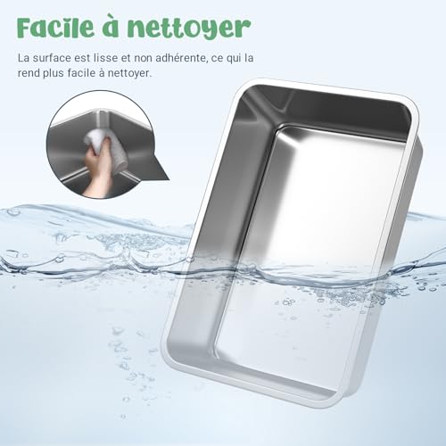 Bac à litière en acier inoxydable haut de gamme extra large durable - 6