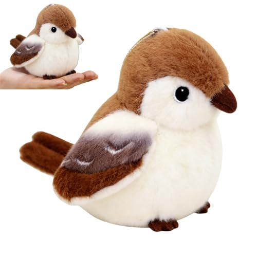 Gorrión de peluche de 12 cm de peluche de pájaro, muñeco de peluche realista, pájaro de peluche, llavero de peluche como regalo para niños y niñas (C)