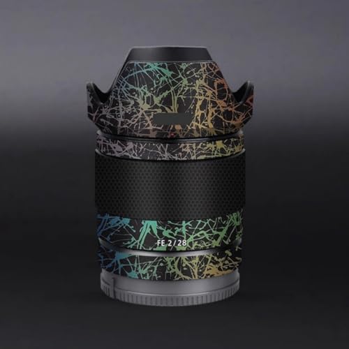 Autocollant objectif Sony FE 28mm F2 protection vinyle noir arc-en-ciel