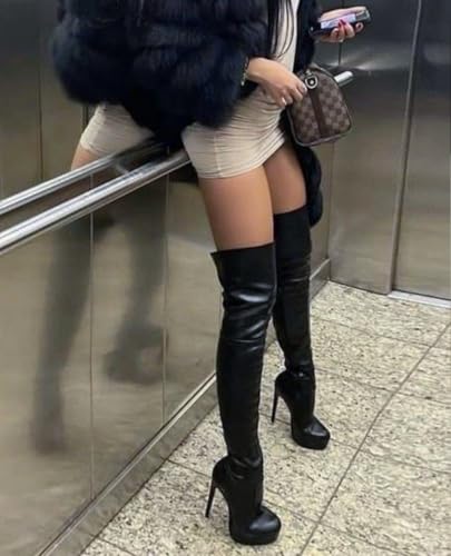 Liliana Women's Over Knee High Stiletto Platform Heel Thigh High Boots2